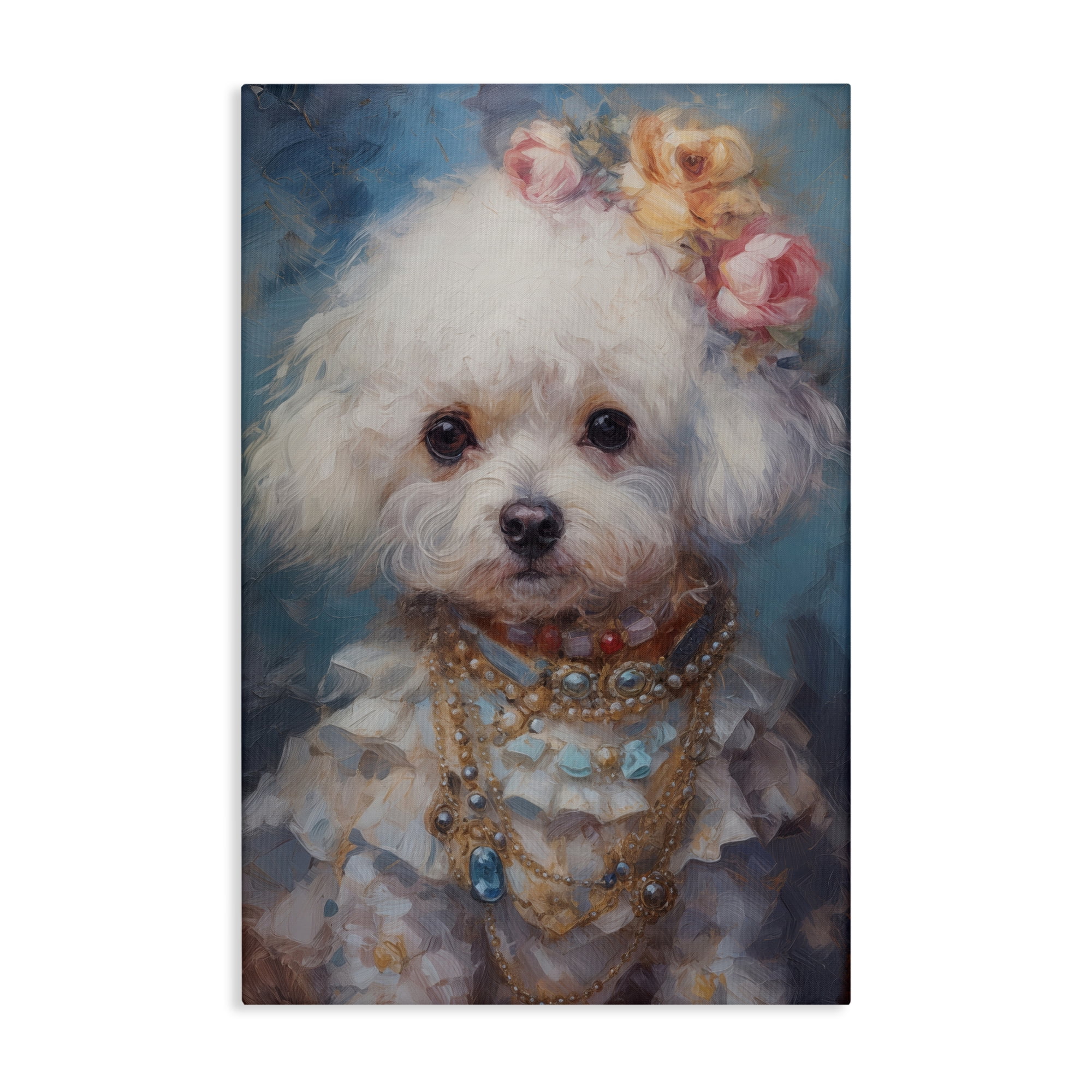 Stupell Industries Victorian Era Bichon Frise Canvas Wall Art design by Wumples, 45 x 30