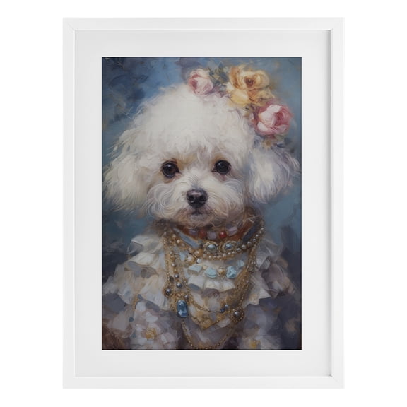 Stupell Industries Victorian Era Bichon Frise White Framed Print Under Glass design by Wumples, 23 x 17
