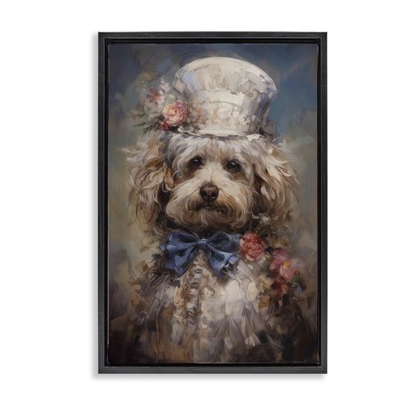 Stupell Industries Victorian Era Labradoodle Black Framed Floater Canvas Wall Art design by Wumples, 25 x 17