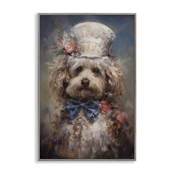 Stupell Industries Victorian Era Labradoodle Gray Framed Giclee Art design by Wumples, 18 x 12