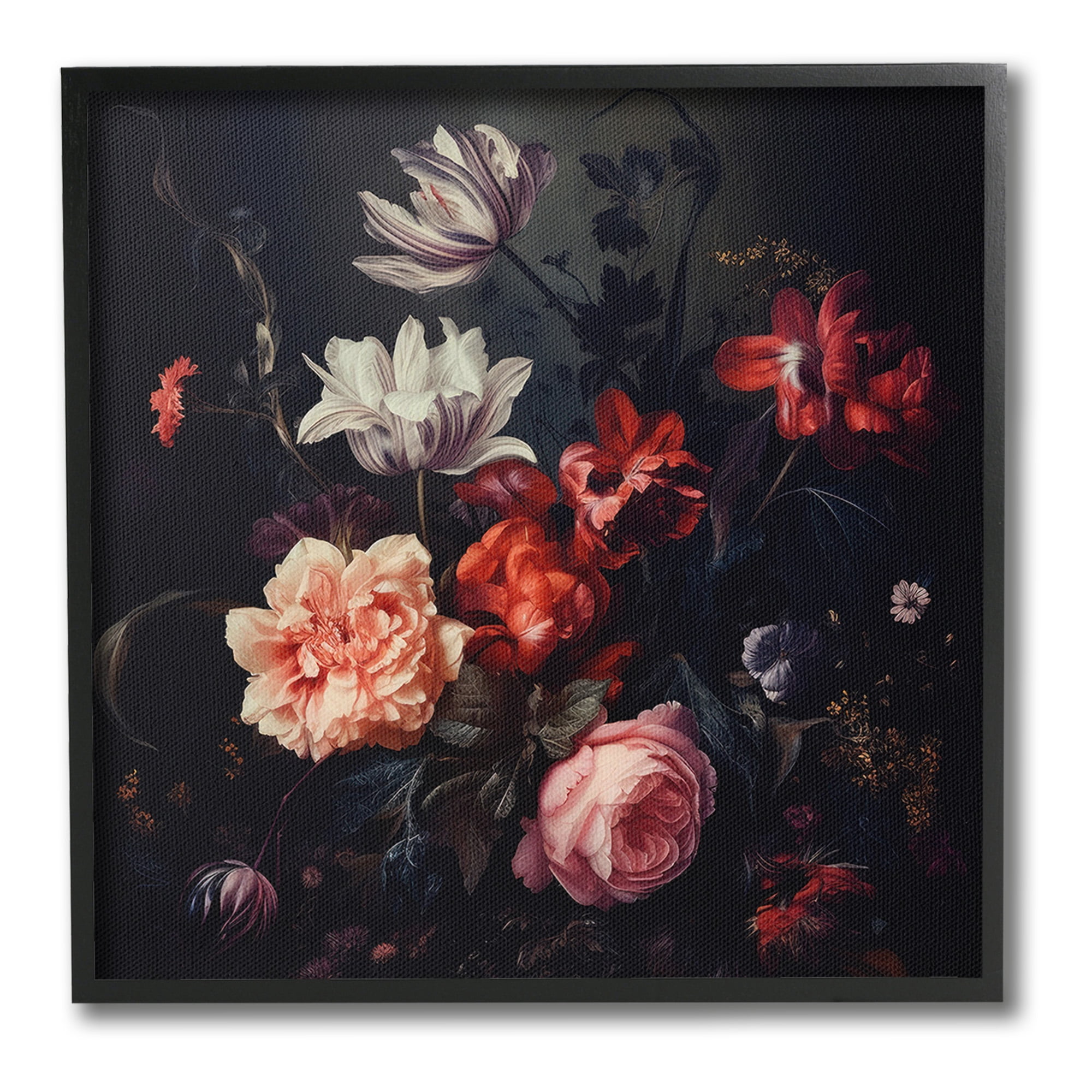 Stupell Industries Victorian Floral Elegance Botanical & Floral Photography Black Framed Art Print Wall Art, 12 x 12