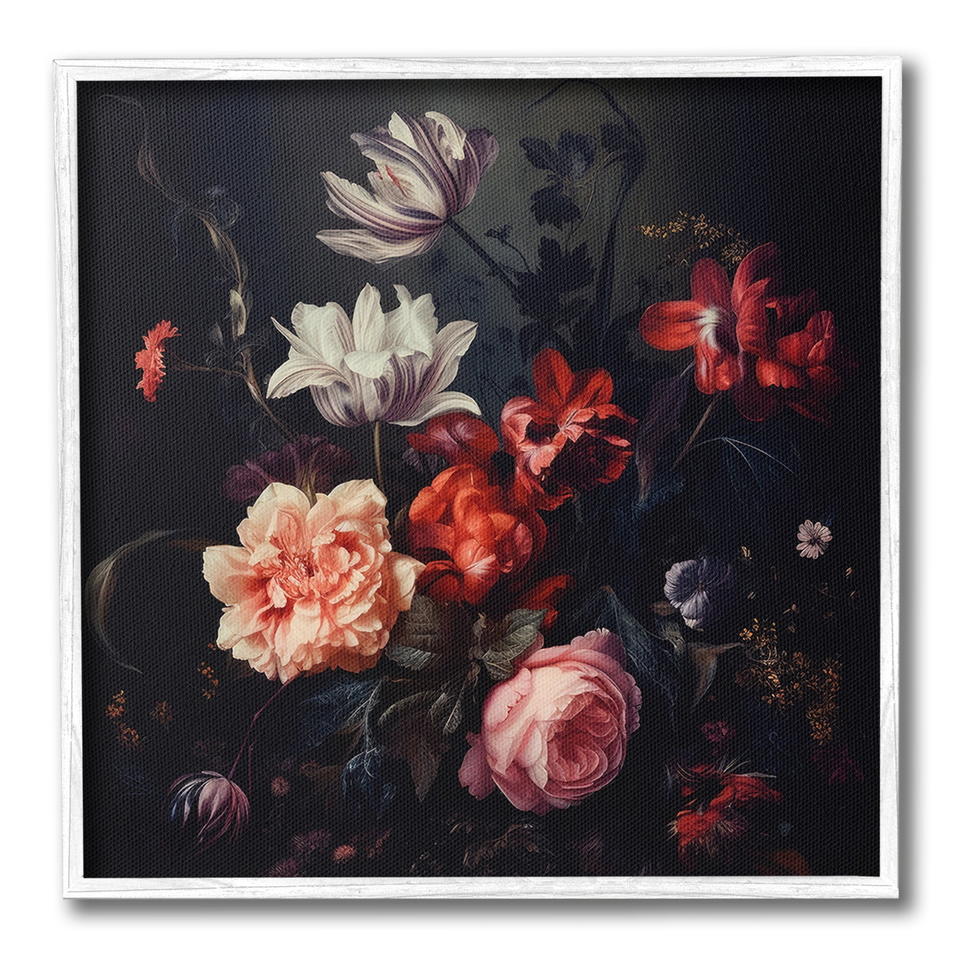 Stupell Industries Victorian Floral Elegance Botanical & Floral Photography White Framed Art Print Wall Art, 12 x 12