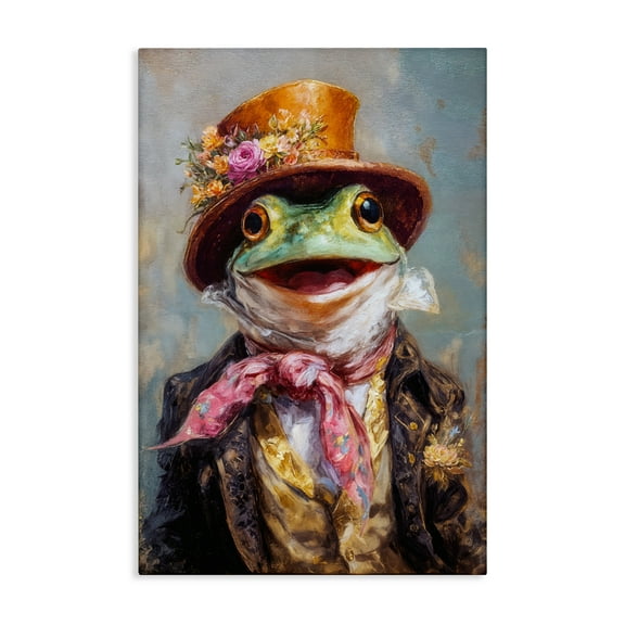 Stupell Industries Victorian Frog Portrait Canvas Wall Art, design by Wumples