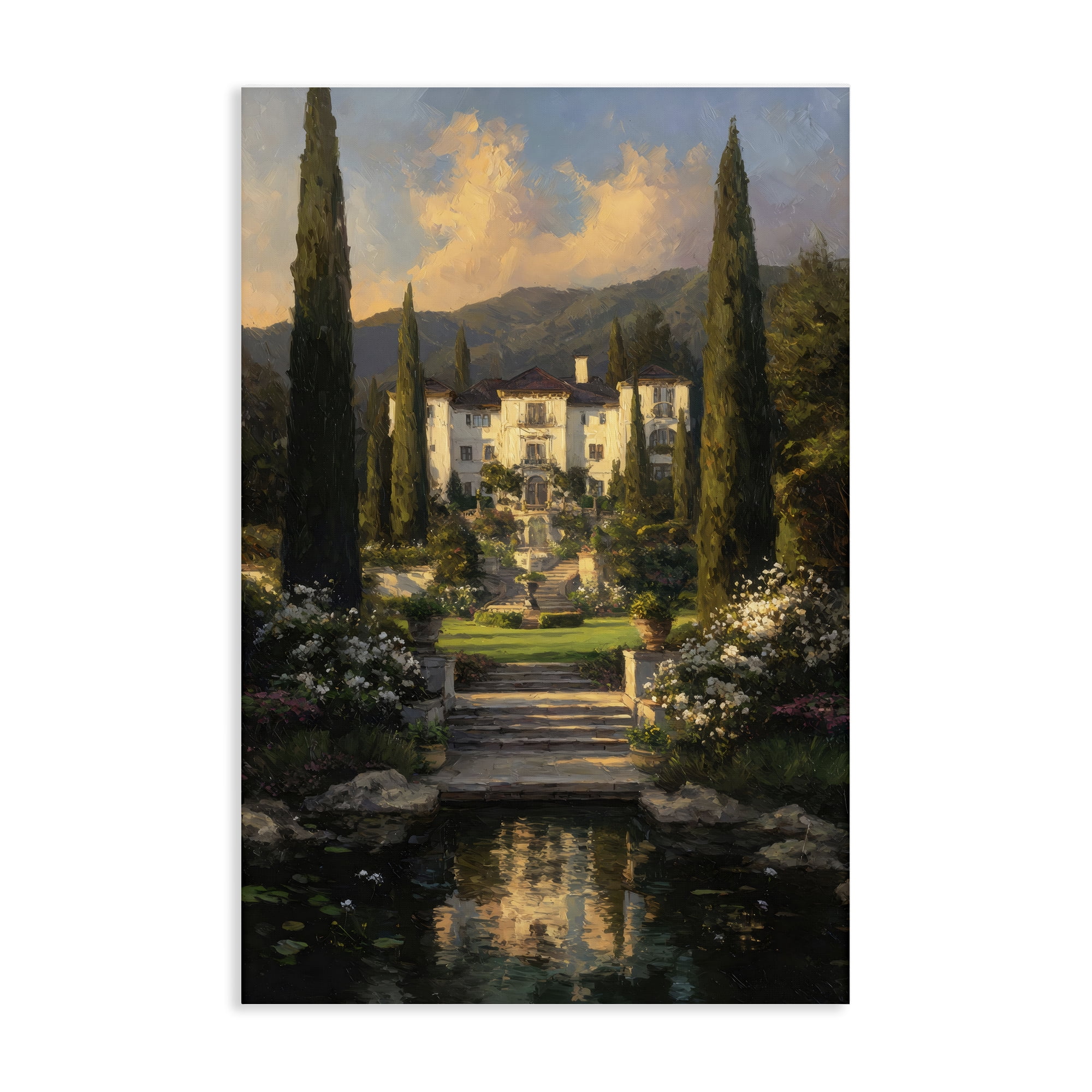 Stupell Industries Victorian Mansion at Sunset Canvas Wall Art, design by Petal Prints Design