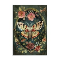 Stupell Industries Victorian Moth & Florals Floral Painting Unframed Art Print Wall Art, 10 x 15