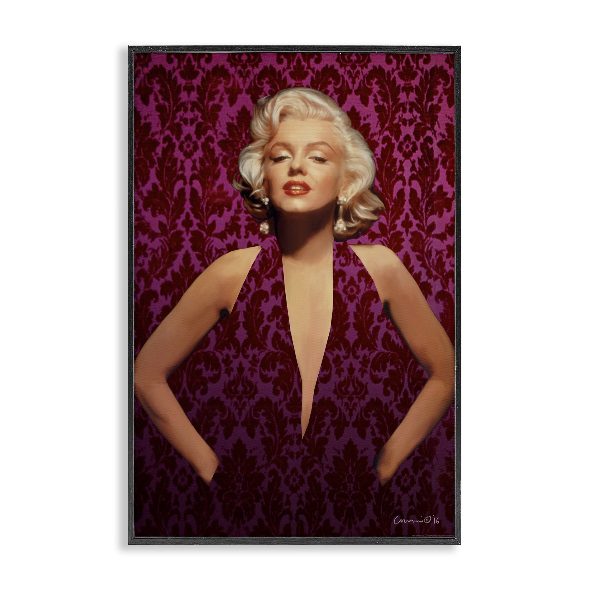Stupell Industries Victorian Patterned Marilyn Novelty Painting Black Framed Art Print Wall Art, 20 x 30