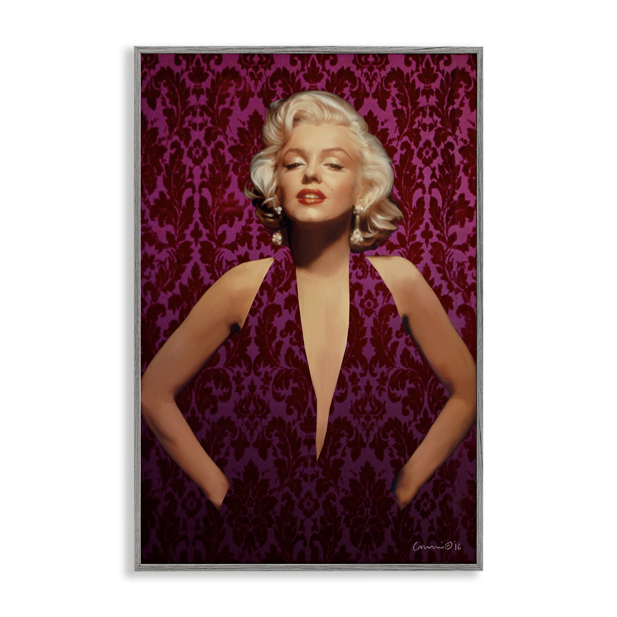 Stupell Industries Victorian Patterned Marilyn Novelty Painting Gray Framed Art Print Wall Art, 20 x 30