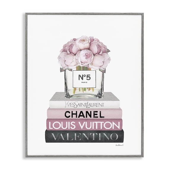 Stupell Industries Victorian Pink Roses on Fashion Books Gray Framed Giclee Art, 11 x 14, by Amanda Greenwood