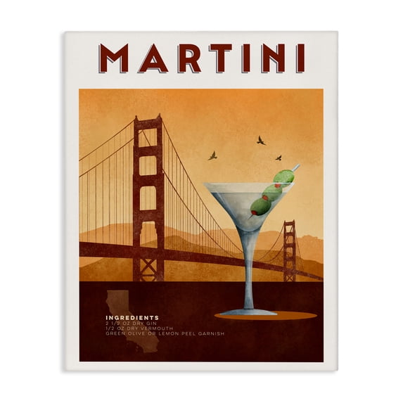 Stupell Industries Victorian Retro Martini & Bridge View Canvas Art, 16 x 20, by Brett Blumenthal