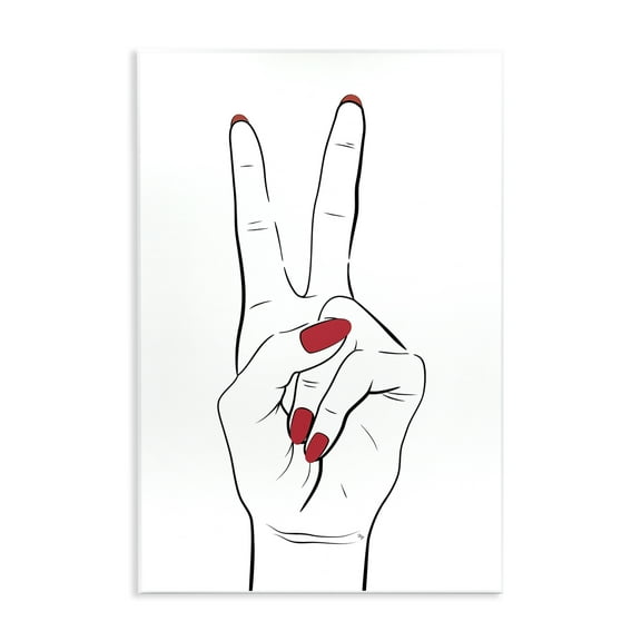 Stupell Industries Victory Peace Sign Hand Fashion Painting Unframed Art Print Wall Art, 10 x 15