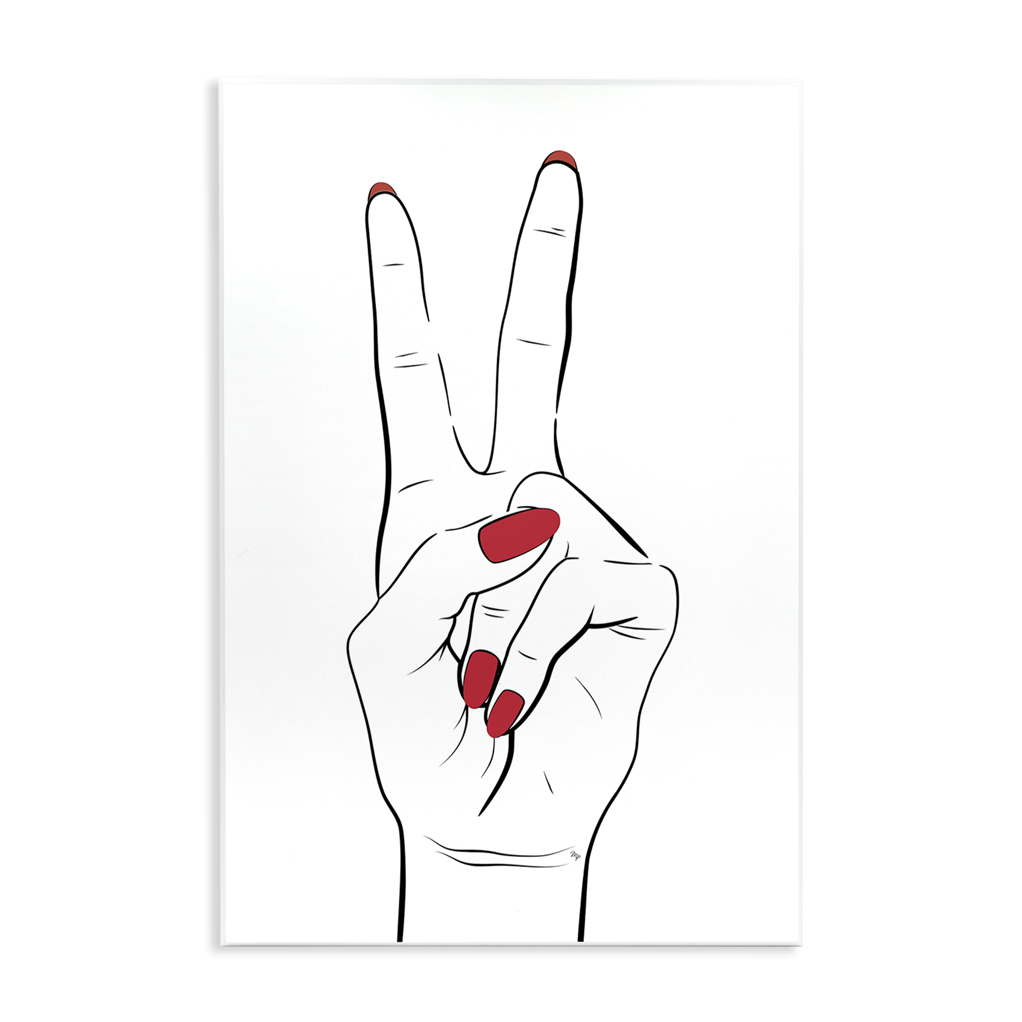 Stupell Industries Victory Peace Sign Hand Fashion Painting Unframed Art Print Wall Art, 13 x 19