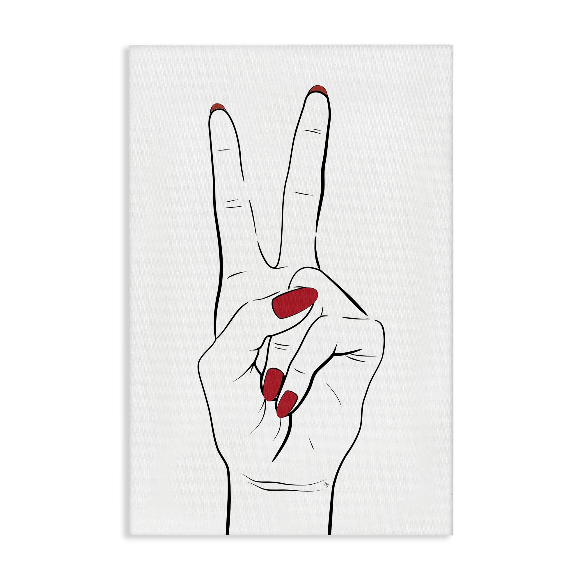 Stupell Industries Victory Peace Sign Hand Fashion Painting Wrapped Canvas Art Print Wall Art, 20 x 30