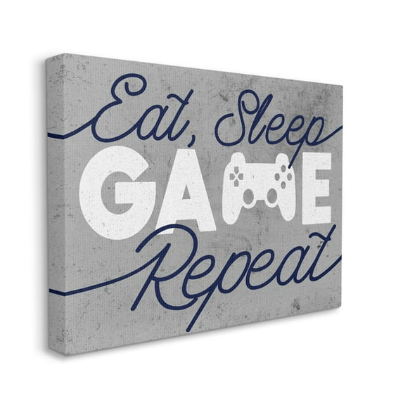 Stupell Industries Video Game Controller Eat Sleep Game Repeat Quote Canvas Wall Art Design by Daphne Polselli