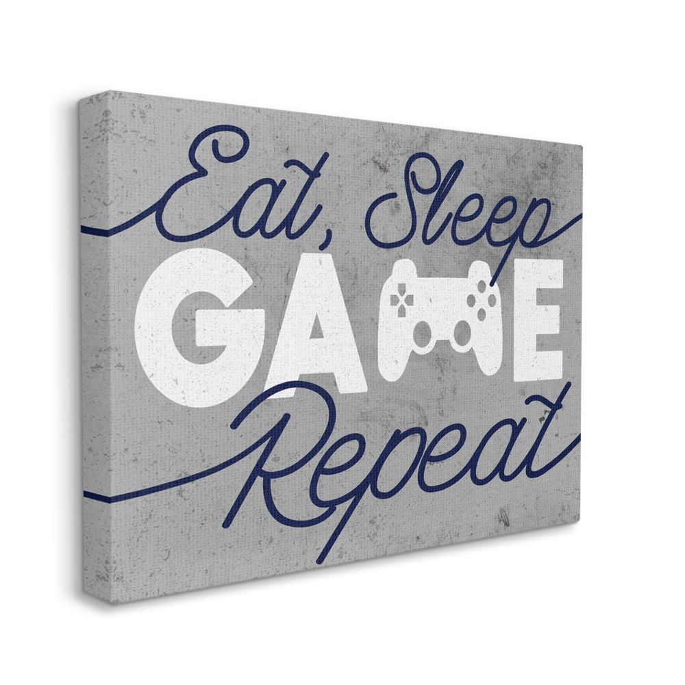 Stupell Industries Video Game Controller Eat Sleep Game Repeat Quote Canvas Wall Art Design by Daphne Polselli