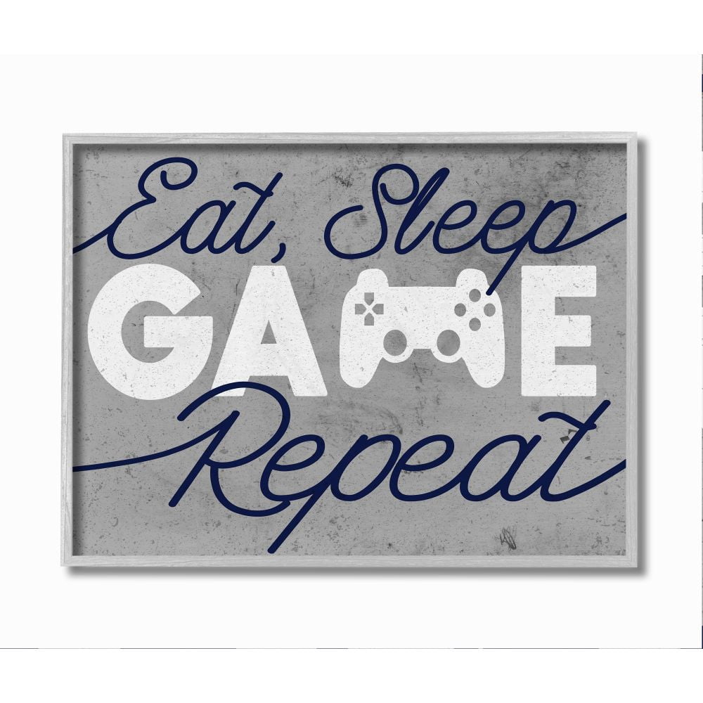 Stupell Industries Video Game Controller Eat Sleep Game Repeat Quote Framed Wall Art Design by Daphne Polselli
