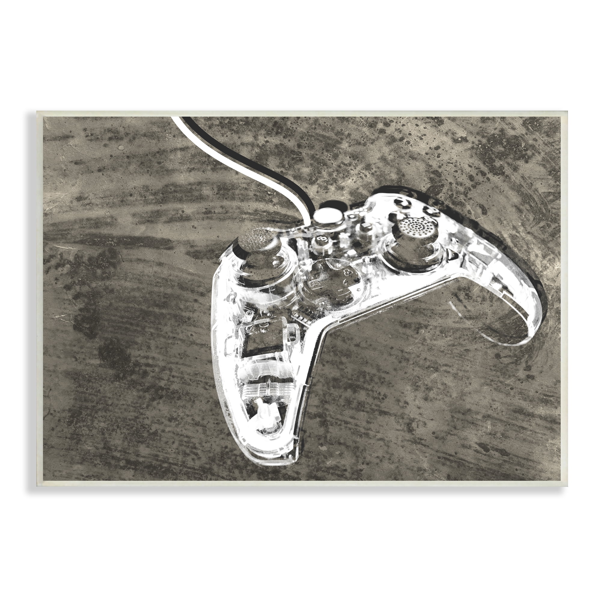 Stupell Industries Video Game Controller Over Rustic Wood Grain Pattern, 15 x 10, Design by Daphne Polselli