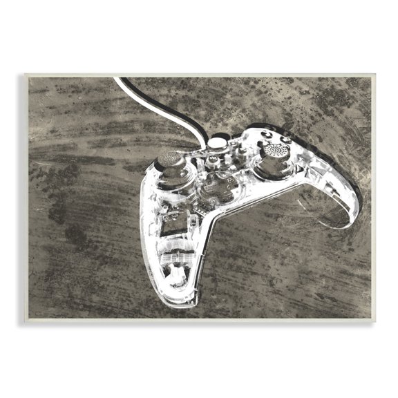 Stupell Industries Video Game Controller Over Rustic Wood Grain Pattern, 15 x 10, Design by Daphne Polselli