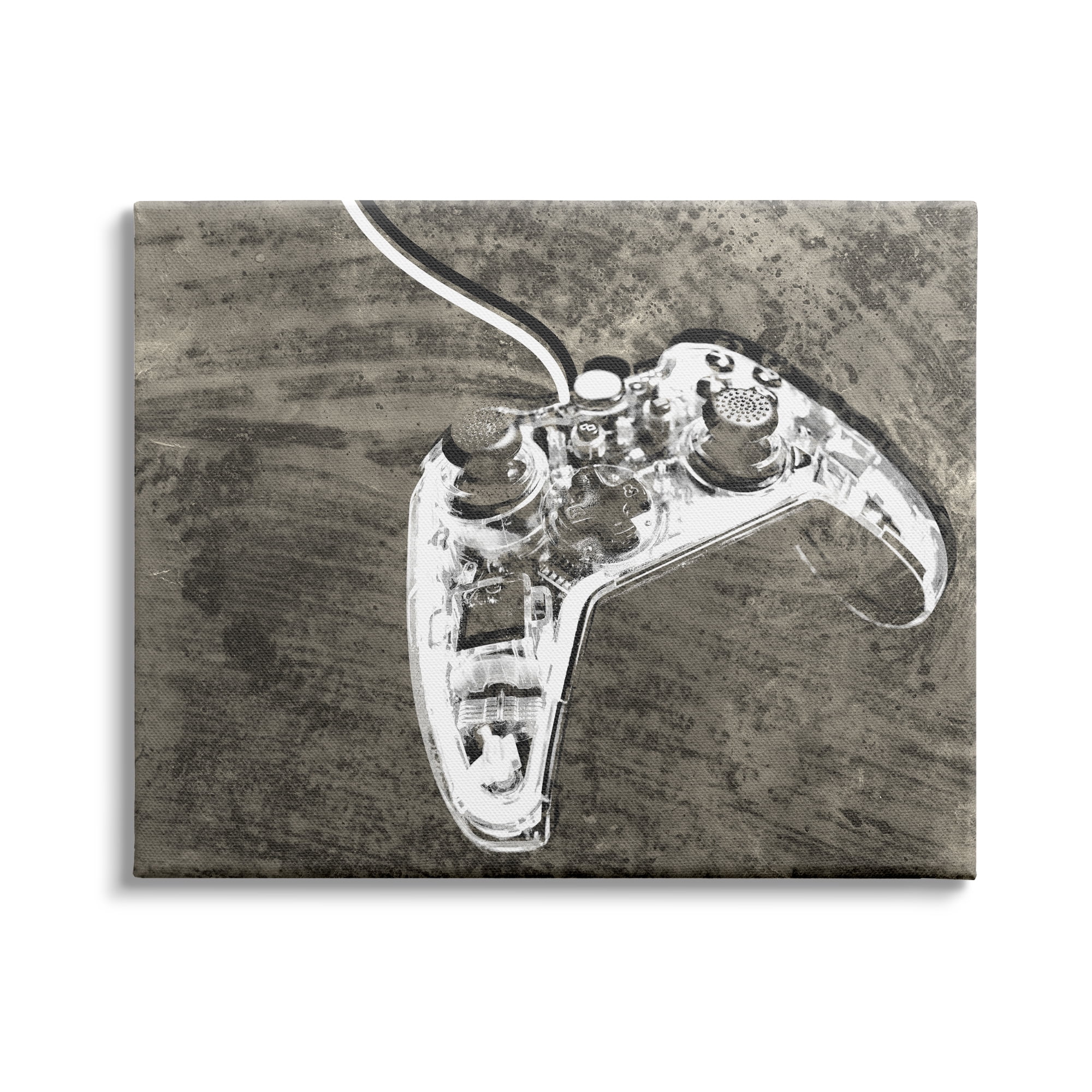 Stupell Industries Video Game Controller Over Rustic Wood Grain Pattern, 48 x 36, Design by Daphne Polselli