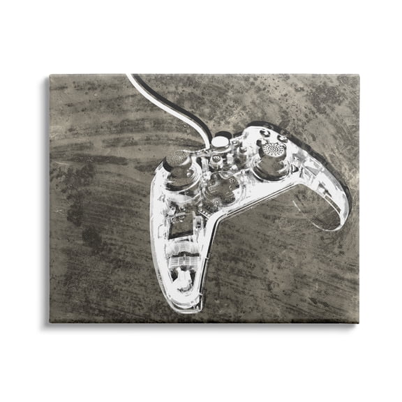 Stupell Industries Video Game Controller Over Rustic Wood Grain Pattern, 48 x 36, Design by Daphne Polselli