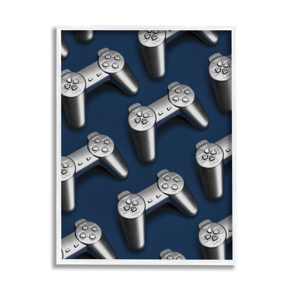 Stupell Industries Video Game Controller Pattern Art for Kids Painting White Framed Art Print Wall Art