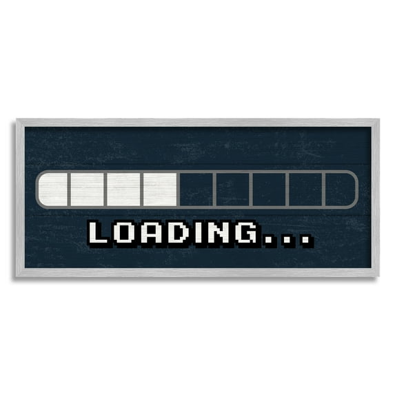 Stupell Industries Video Game Loading Symbol Vintage Pixel Text , 24 x 10, Design by Lil' Rue