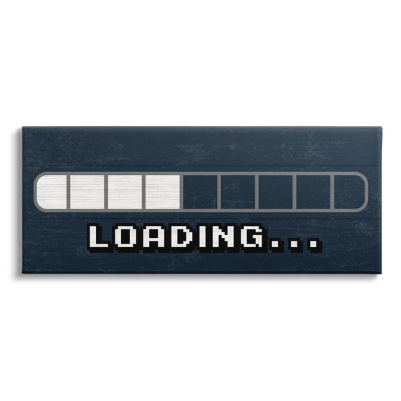 Stupell Industries Video Game Loading Symbol Vintage Pixel Text Kids Painting Gallery-Wrapped Canvas Print Wall Art, 40 x 17, Design by Lil' Rue