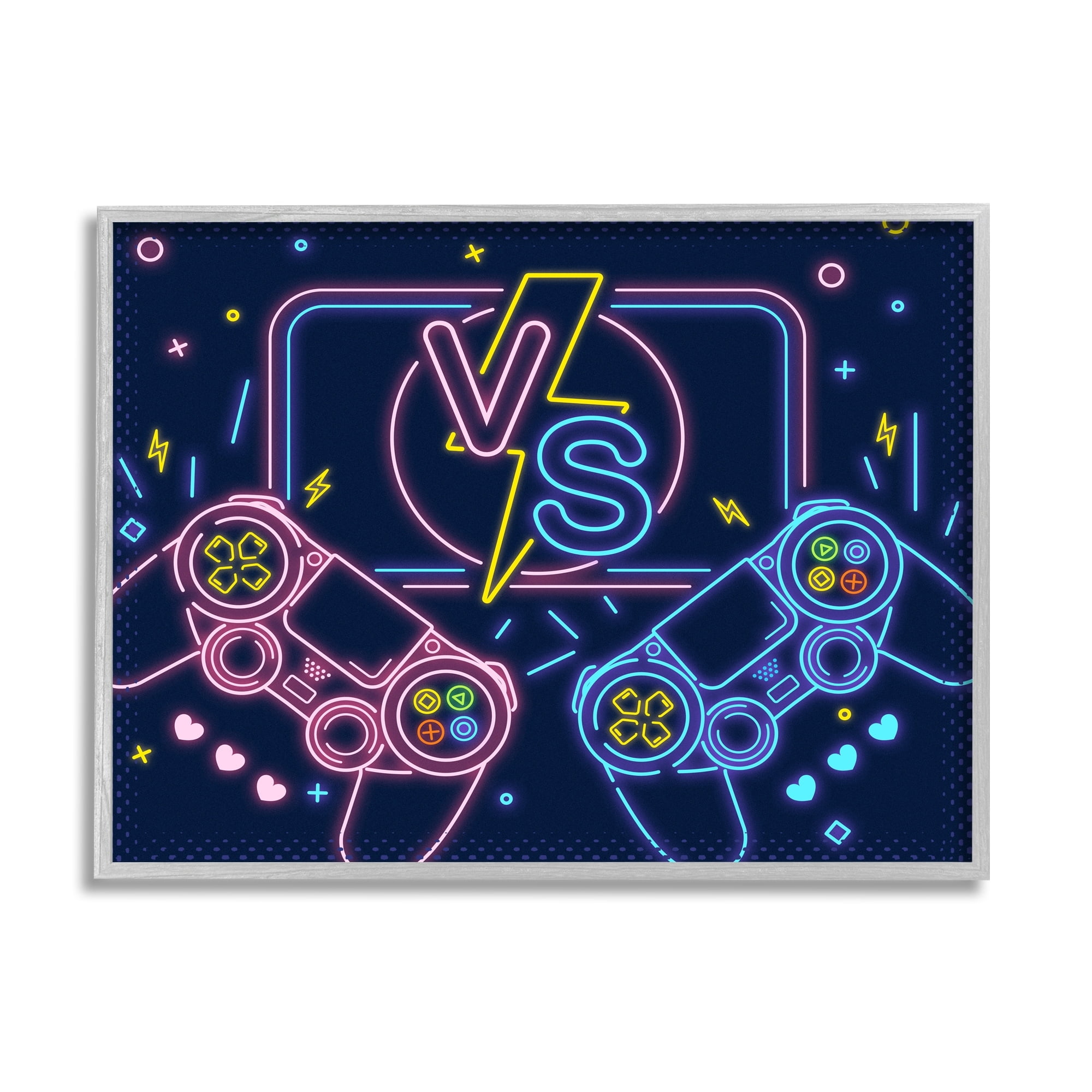 Stupell Industries Video Gamer Two Players Controllers Neon Style , 14 x 11, Design by Ziwei Li