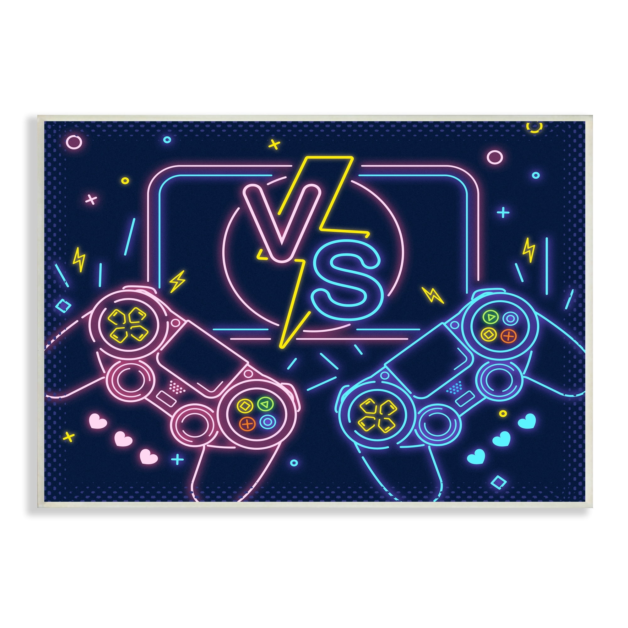 Stupell Industries Video Gamer Two Players Controllers Neon Style , 15 x 10, Design by Ziwei Li