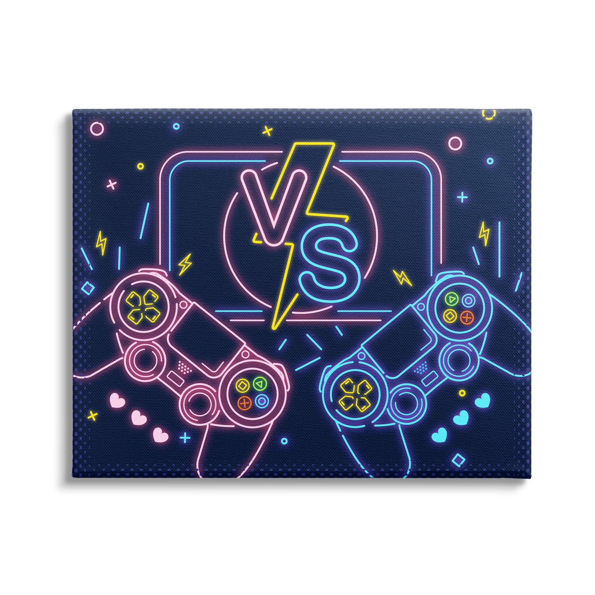 Stupell Industries Video Gamer Two Players Controllers Neon Style , 40 x 30, Design by Ziwei Li