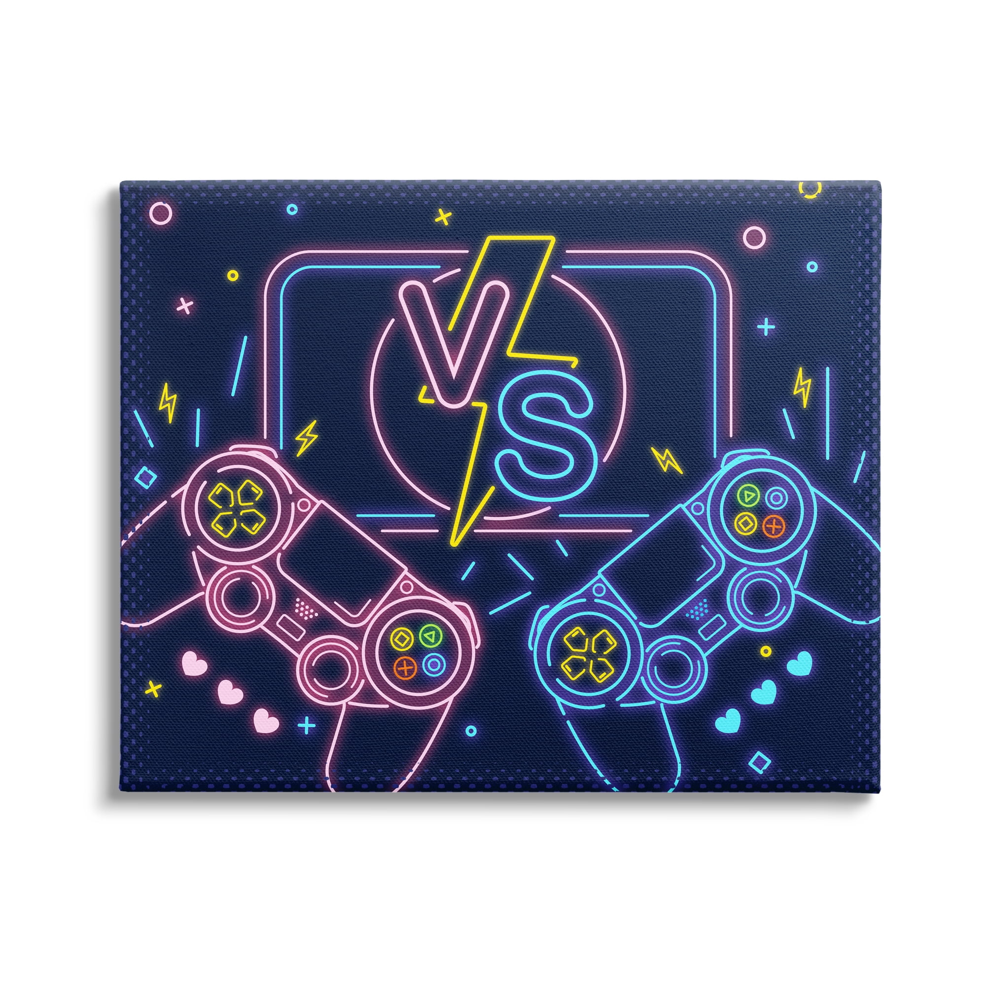 Stupell Industries Video Gamer Two Players Controllers Neon Style , 48 x 36, Design by Ziwei Li