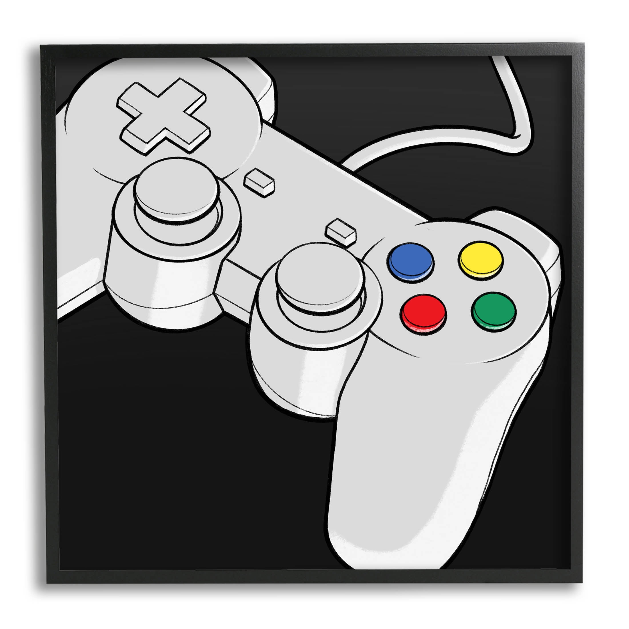 Stupell Industries Video Gaming Controller Graphic Art Black Framed Art Print Wall Art, Design by Marcus Prime