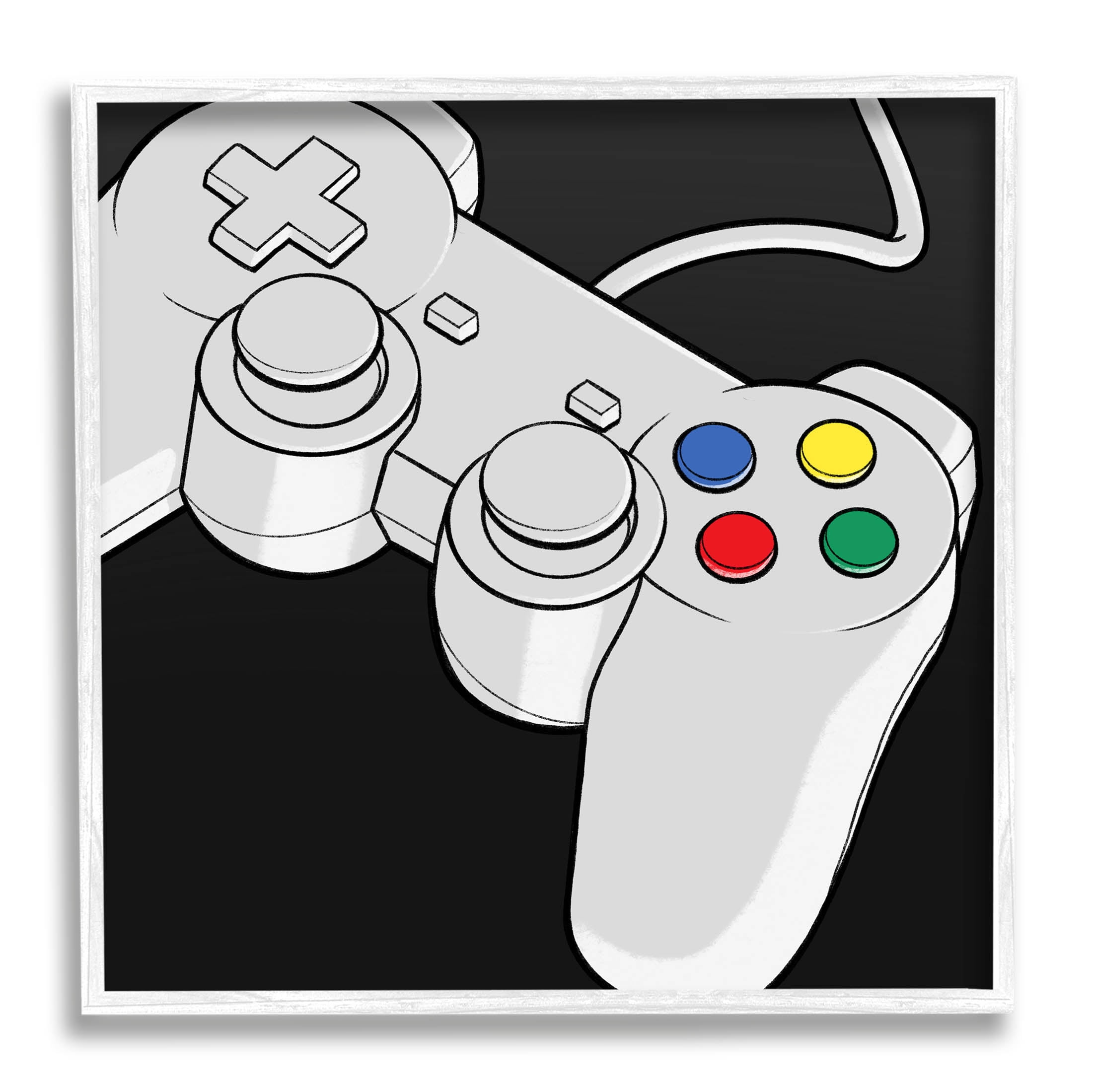 Stupell Industries Video Gaming Controller Graphic Art White Framed Art Print Wall Art, Design by Marcus Prime