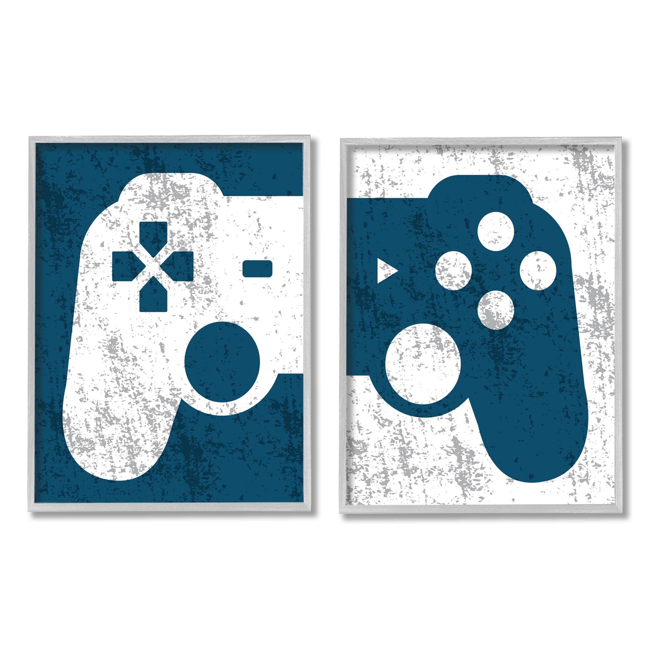 Stupell Industries Video Gaming Controller Silhouette Graphic Art Gray Framed Art Print Wall Art, Set of 2, Design by Kim Allen