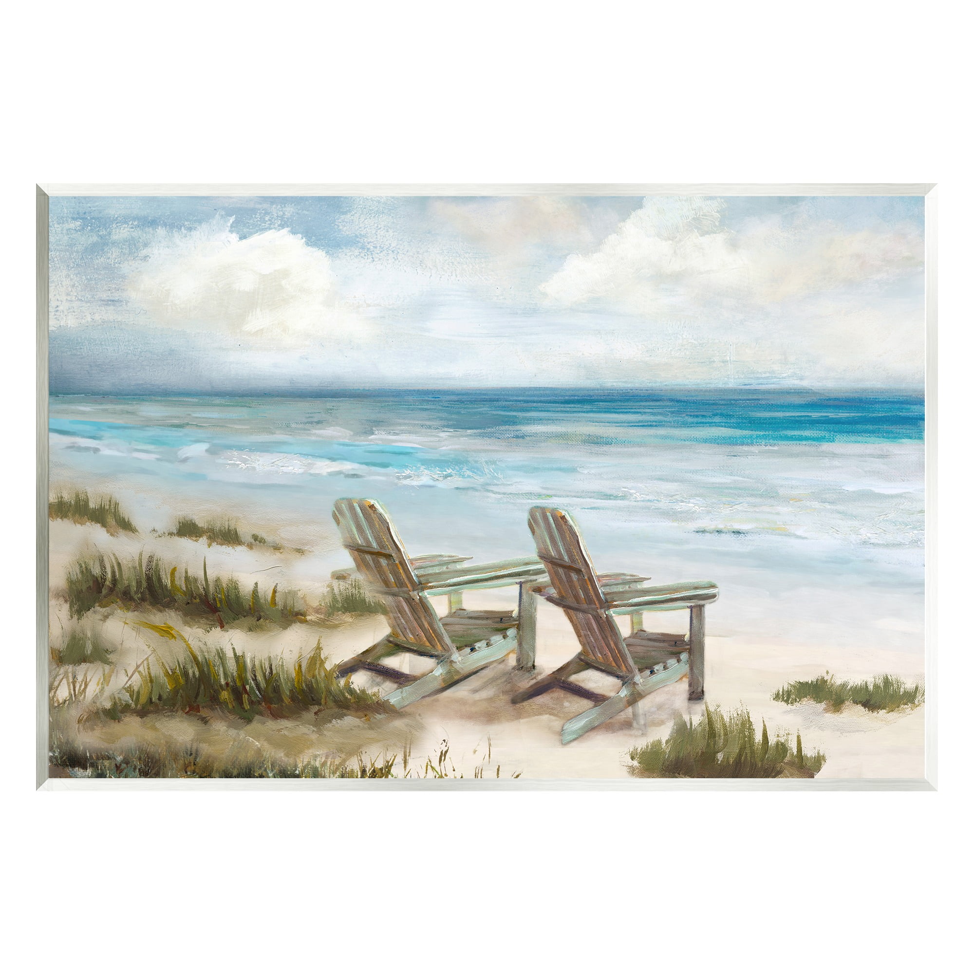 Stupell Industries View For Two Beach Chairs Nature Painting Unframed Art Print Wall Art, 15 x 10