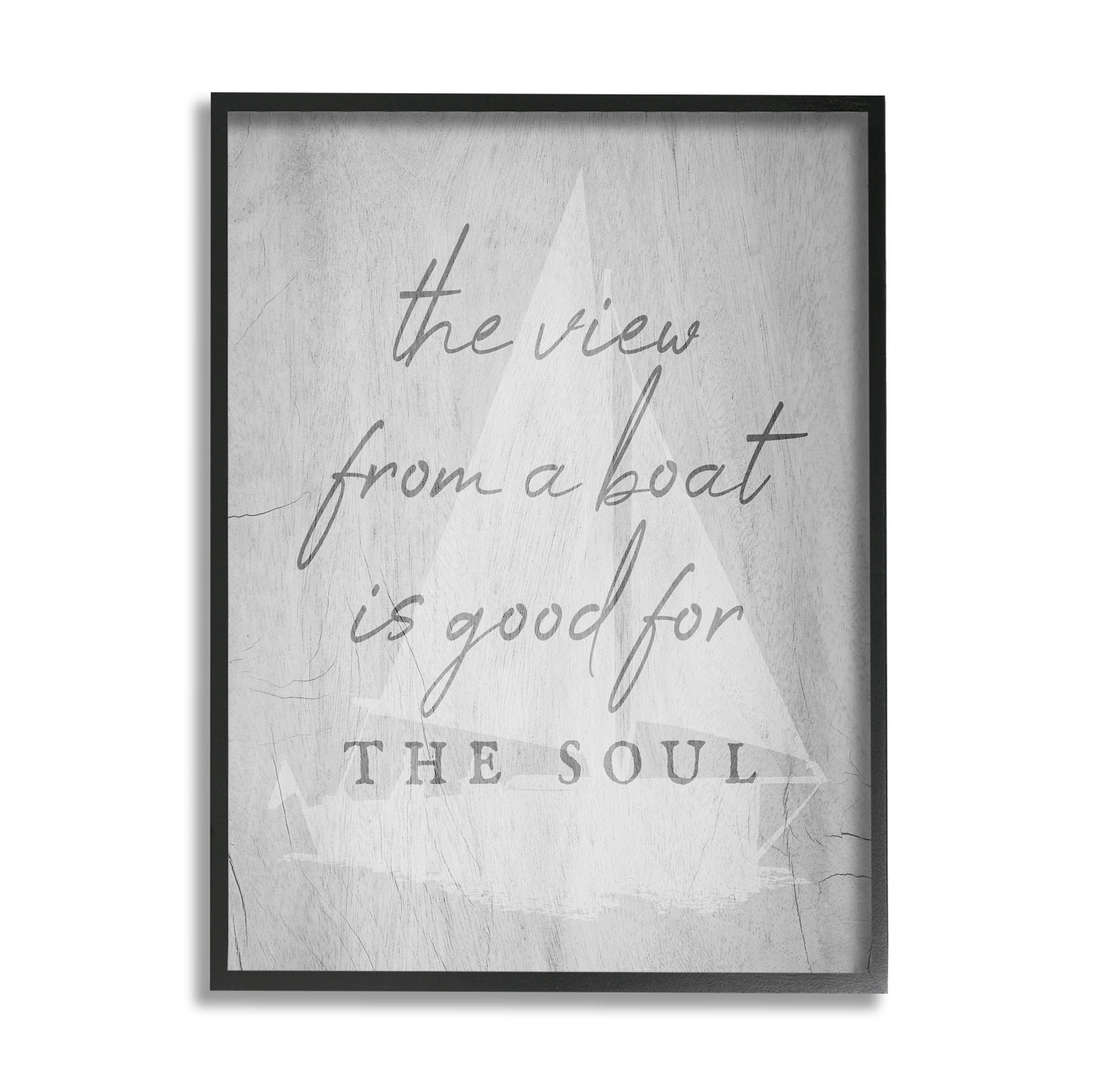 Stupell Industries View From Boat Good For Soul Phrase Graphic Art Black Framed Art Print Wall Art, Design by Lil' Rue
