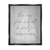 Stupell Industries View From Boat Good For Soul Phrase Graphic Art Jet Black Floating Framed Canvas Print Wall Art, Design by Lil' Rue