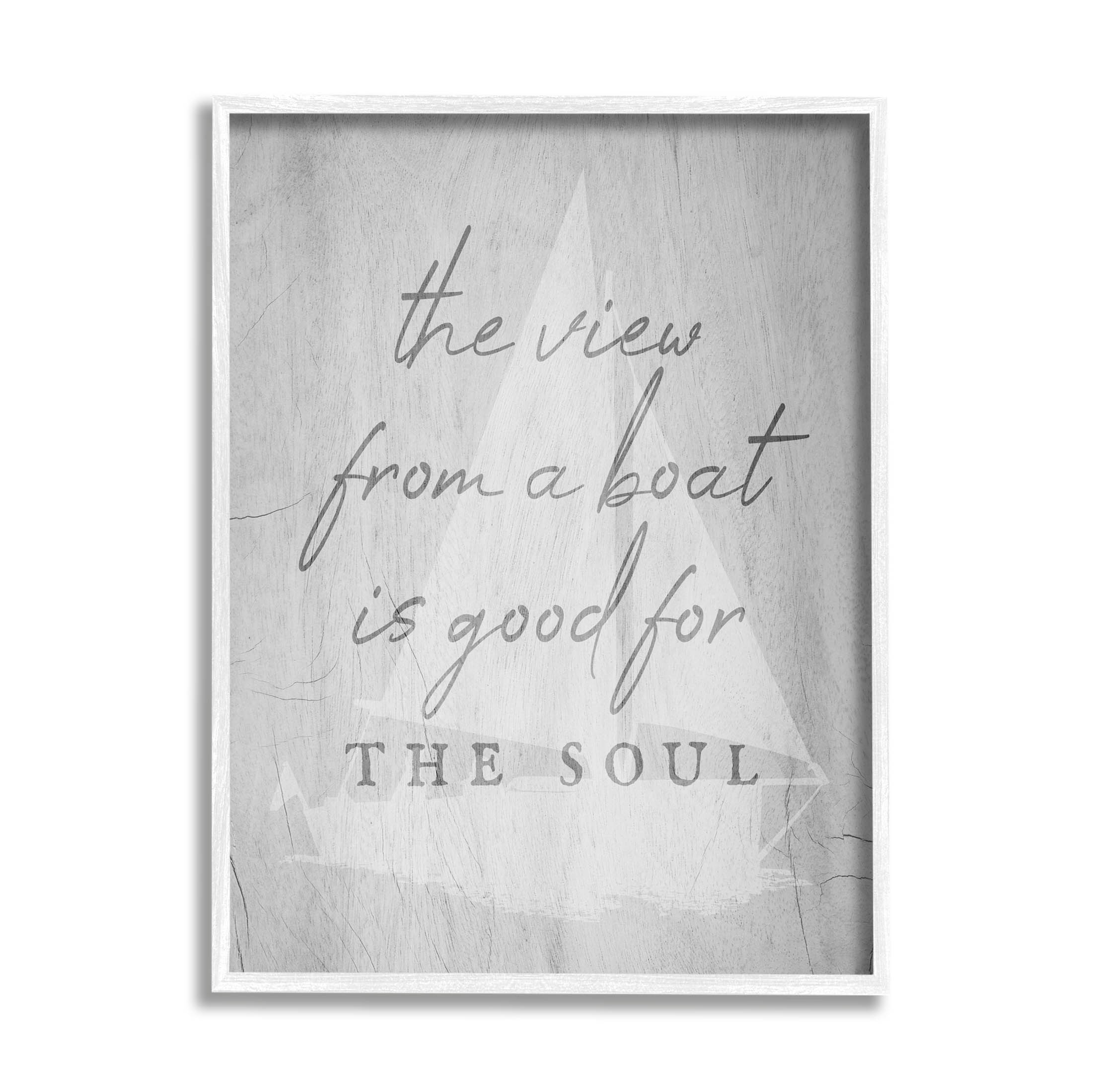 Stupell Industries View From Boat Good For Soul Phrase Graphic Art White Framed Art Print Wall Art, Design by Lil' Rue