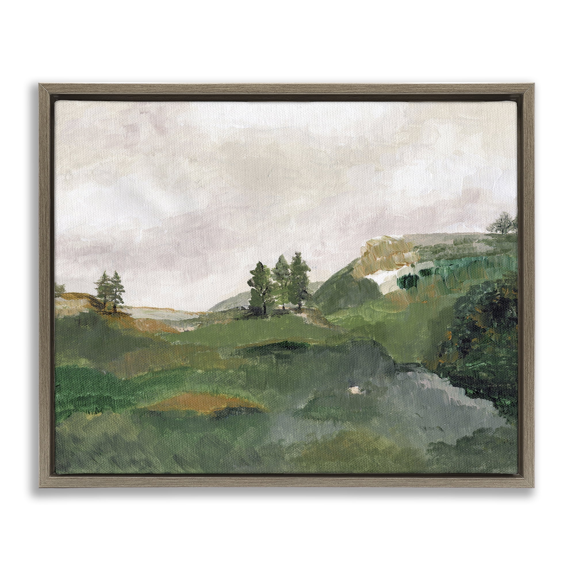 Stupell Industries View From Grandma's Window Landscape & Nature Painting Brown Floater Framed Canvas Art Print Wall Art, 31 x 25