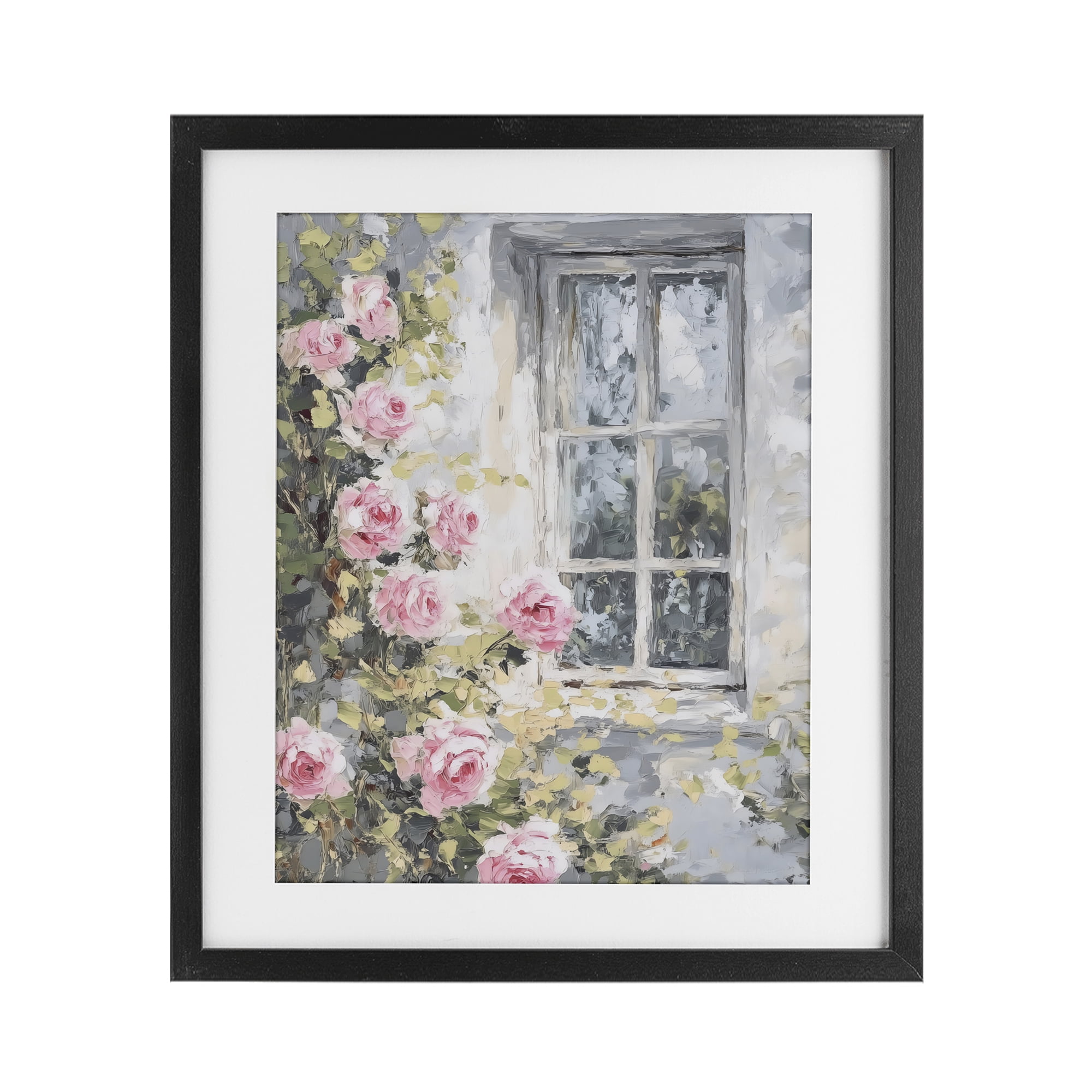 Stupell Industries View Of Roses Cottage Window Black Framed Print Under Glass, design by LSR Design Studio