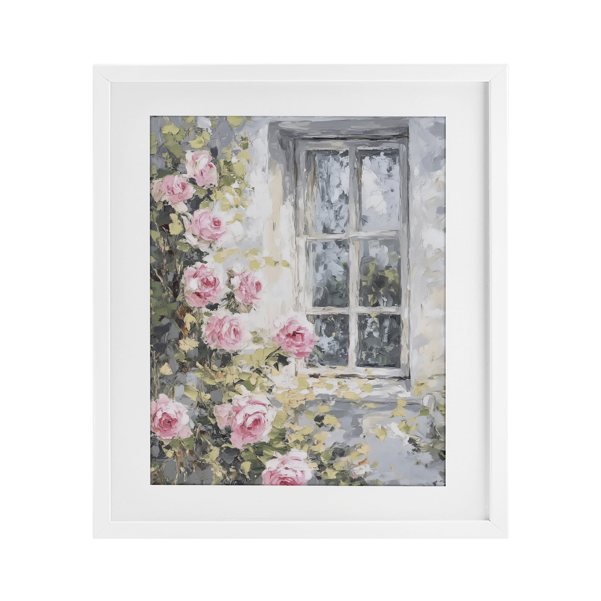 Stupell Industries View Of Roses Cottage Window White Framed Print Under Glass, design by LSR Design Studio