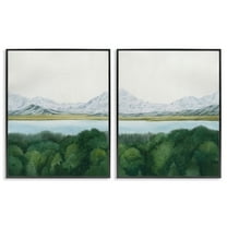 Stupell Industries View Over Mountain Trees Landscape & Nature Painting Black Framed Art Print Wall Art, 11 x 14, Set of 2