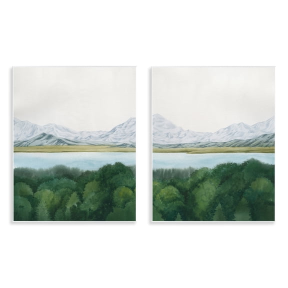 Stupell Industries View Over Mountain Trees Landscape & Nature Painting Unframed Art Print Wall Art, 11 x 14, Set of 2