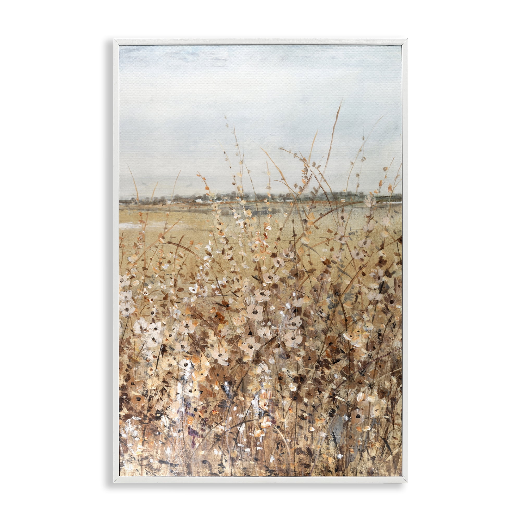 Stupell Industries View Through Meadow Flowers Landscape & Nature Painting White Framed Art Print Wall Art, 16 x 24