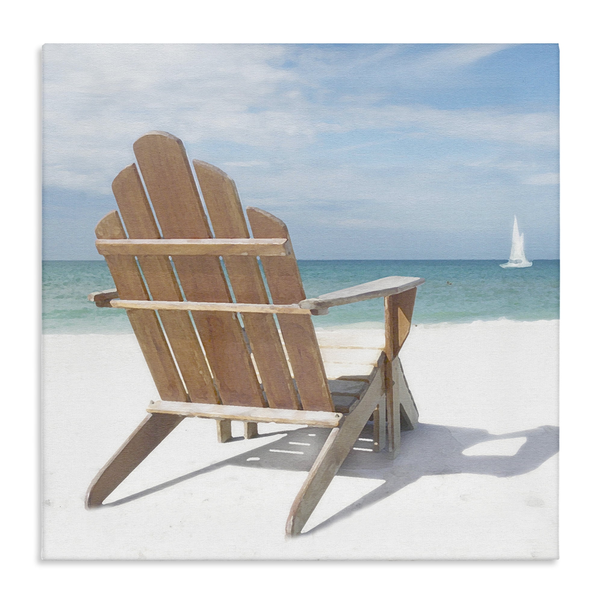 Stupell Industries View West Beach Chair Landscape Painting Gallery Wrapped Canvas Art Print Wall Art, 30 x 30