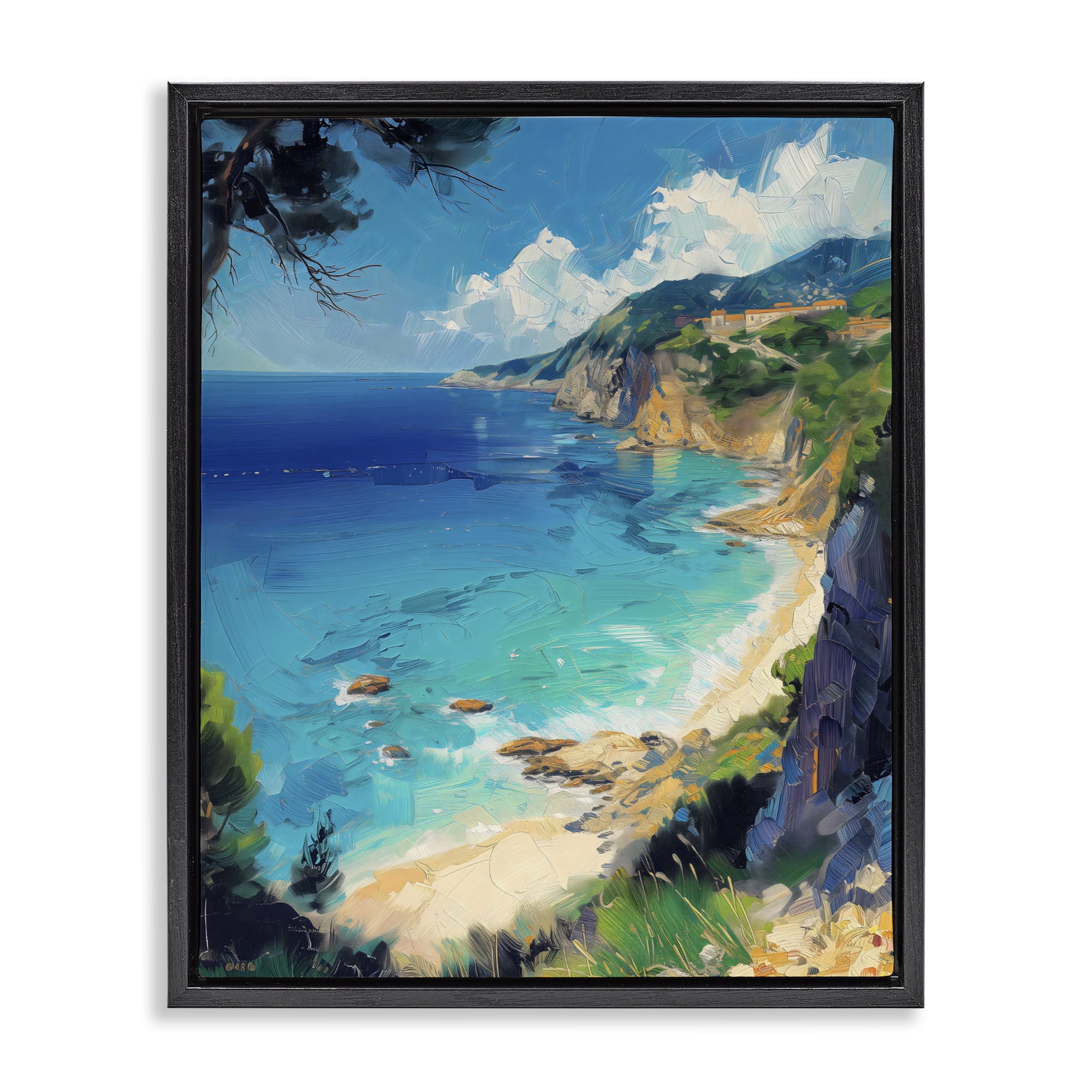 Stupell Industries View of Ocean Retreat Black Framed Floater Canvas Wall Art, design by Creative Studio