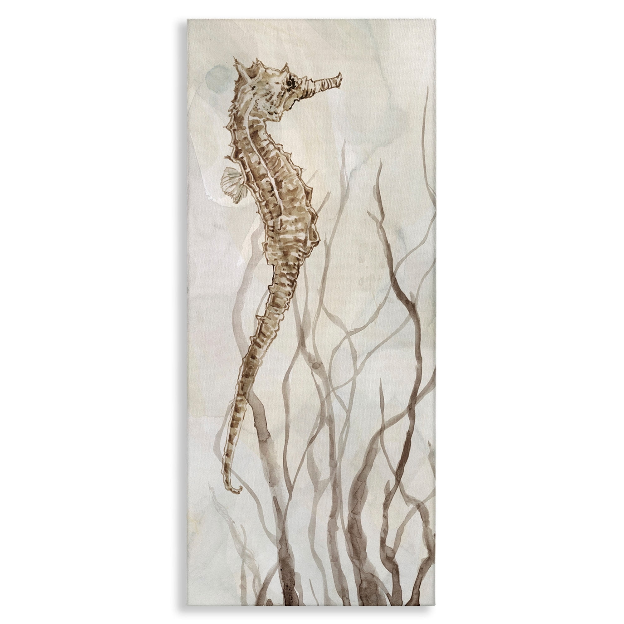 Stupell Industries Vigilant Seahorse Wildlife Ocean Seaweed Watercolor Painting,13 x 30, Design by Carol Robinson