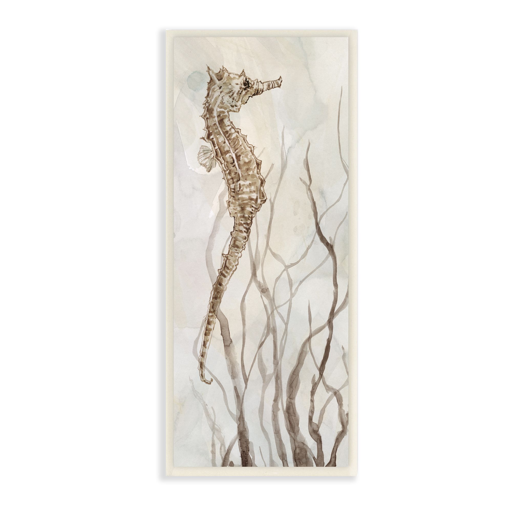 Stupell Industries Vigilant Seahorse Wildlife Ocean Seaweed Watercolor Painting,7 x 17, Design by Carol Robinson