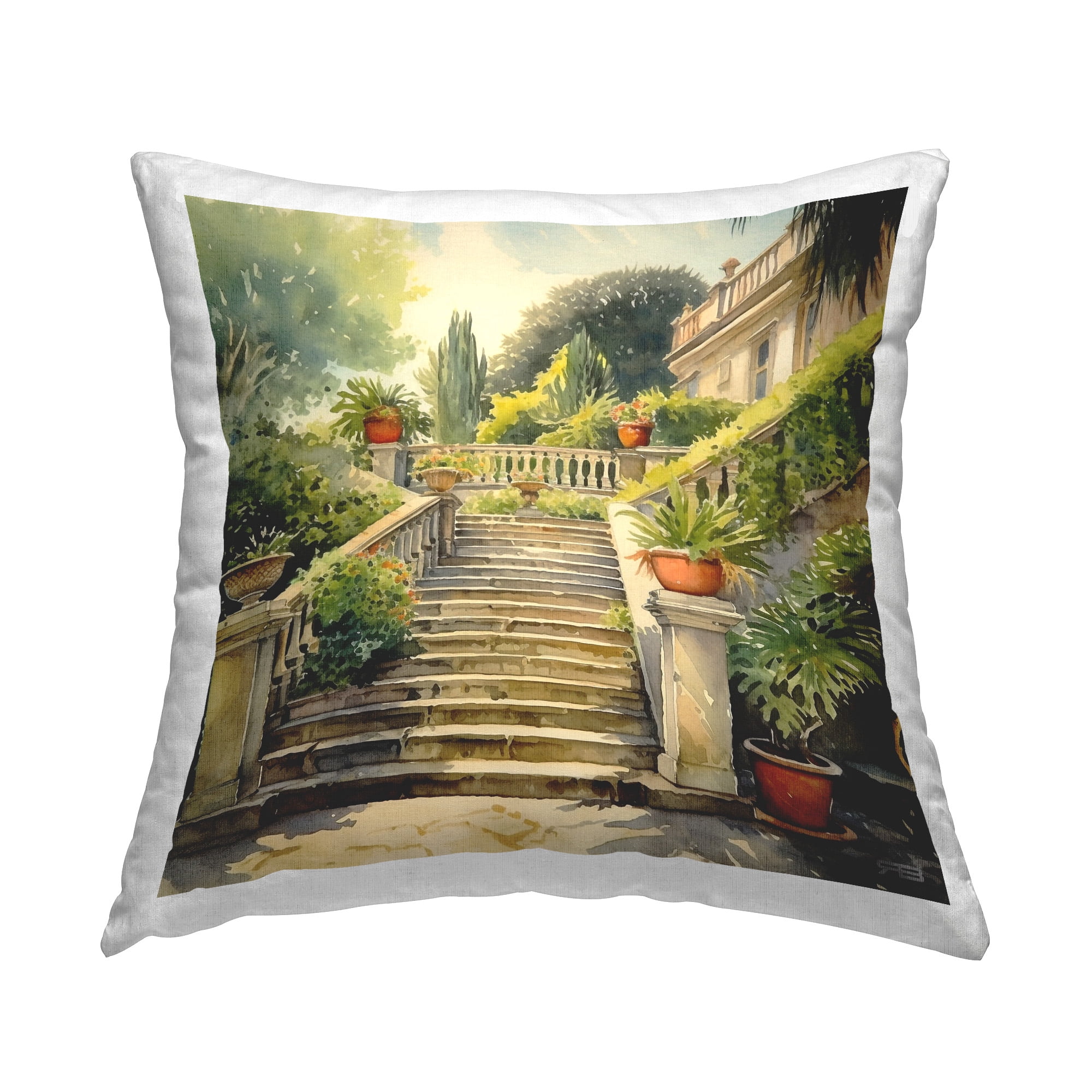 Stupell Industries Villa Garden Architecture Decorative Printed Throw Pillow Design by RB