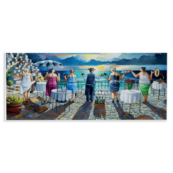 Stupell Industries Villa Sunset View People Painting Unframed Art Print Wall Art, 17 x 7