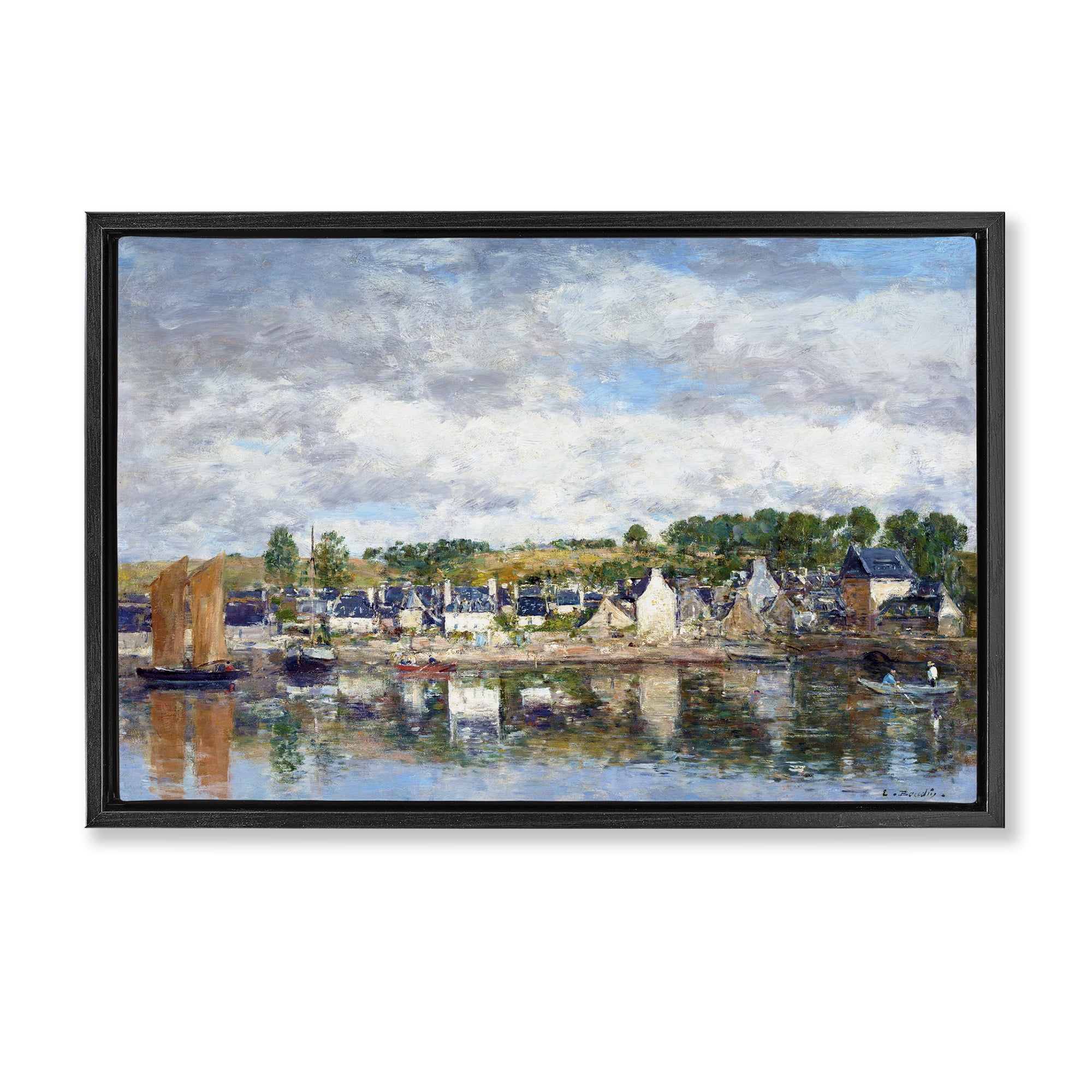 Stupell Industries Village By A River Black Framed Floater Canvas Wall Art, design by Eugene Boudin